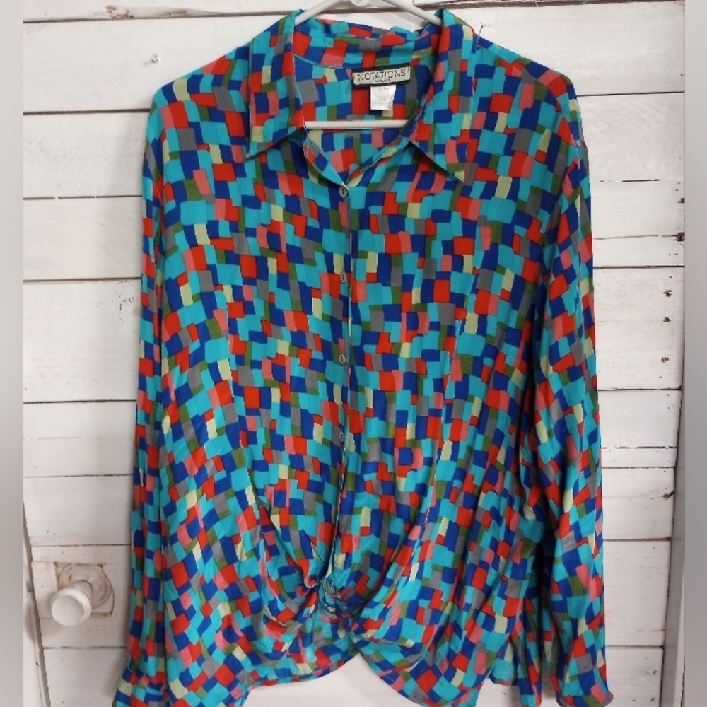 Notations Colorful Geometric Blouse
